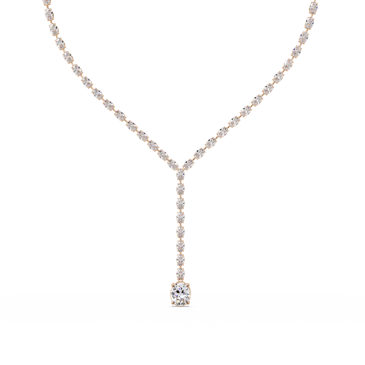 Oval Cut Drops Shape Lab Grown tennis Necklace - HIGHCARAT DIAMONDS