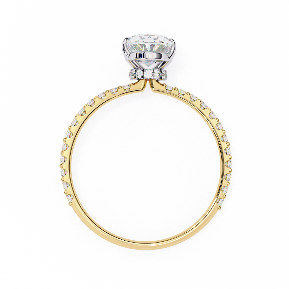 Oval Cut Lab Diamond Solitaire Accent Ring - HIGHCARAT DIAMONDS