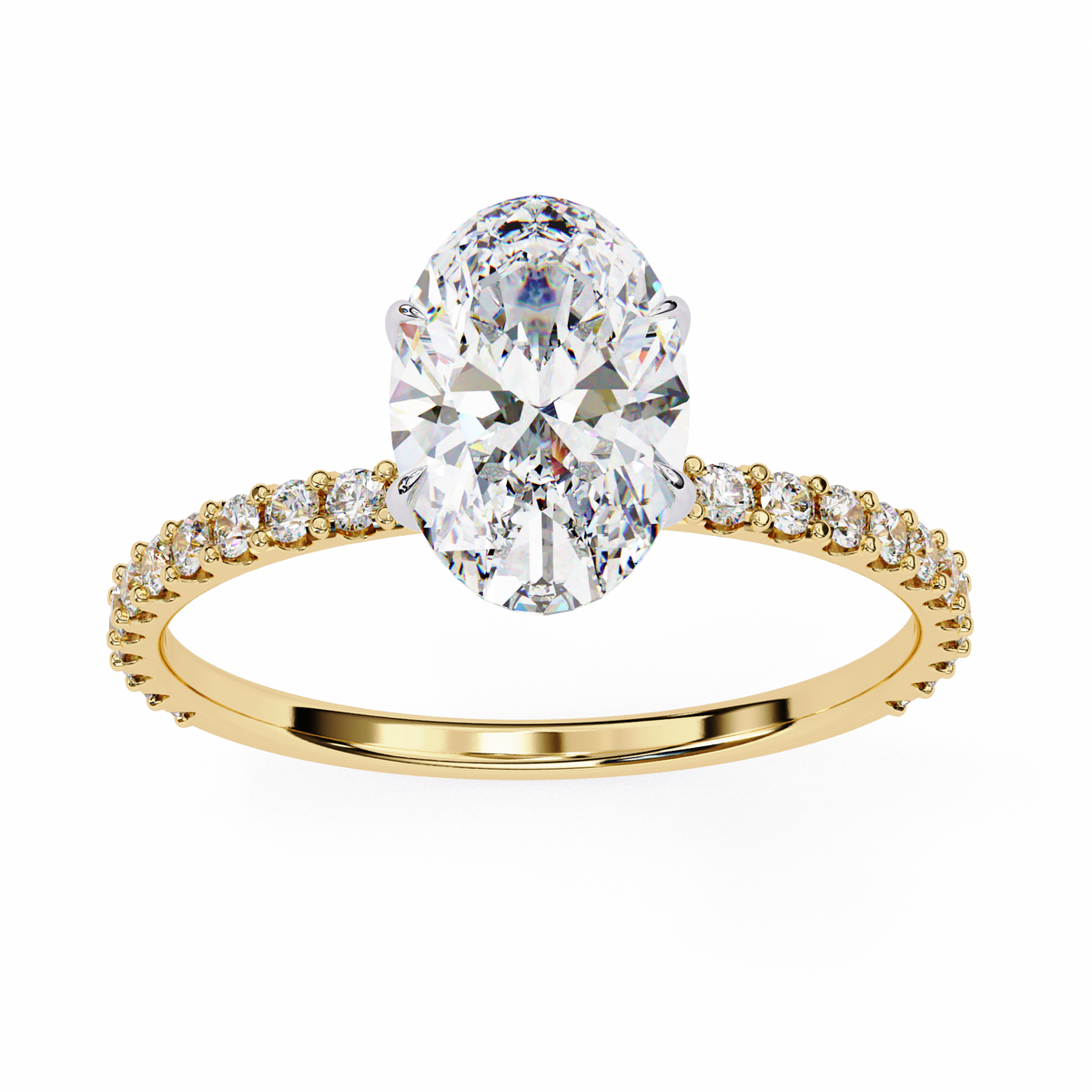 Oval Cut Lab Diamond Solitaire Accent Ring - HIGHCARAT DIAMONDS
