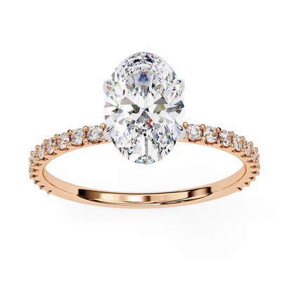 Oval Cut Lab Diamond Solitaire Accent Ring - HIGHCARAT DIAMONDS