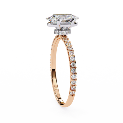 Oval Cut Lab Diamond Solitaire Accent Ring - HIGHCARAT DIAMONDS