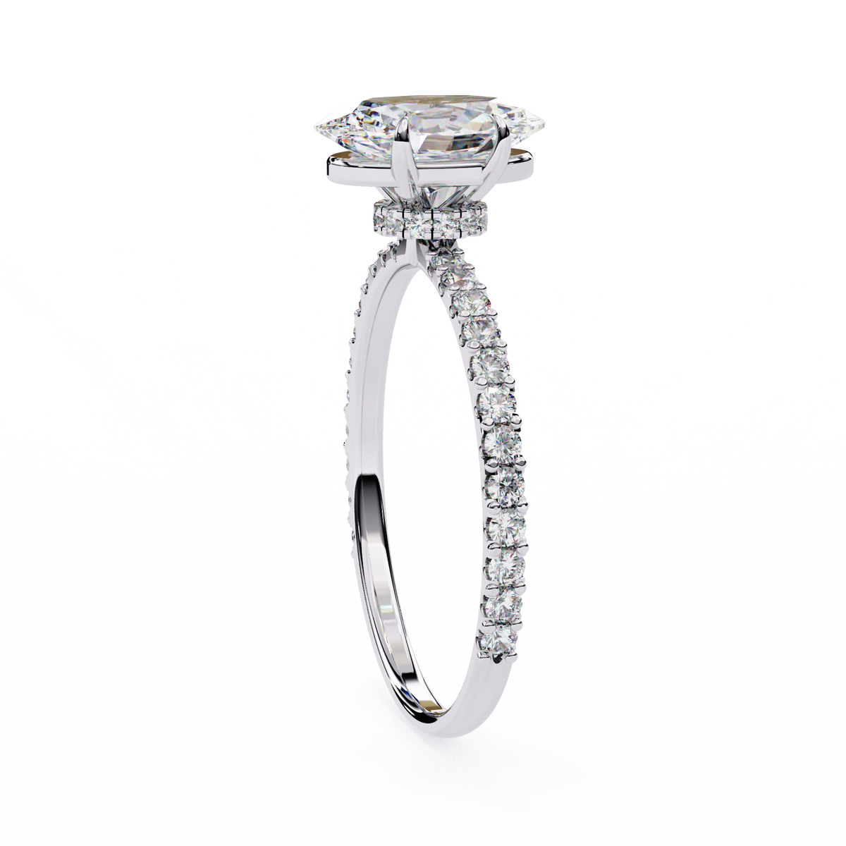 Oval Cut Lab Diamond Solitaire Accent Ring - HIGHCARAT DIAMONDS