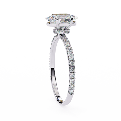 Oval Cut Lab Diamond Solitaire Accent Ring - HIGHCARAT DIAMONDS