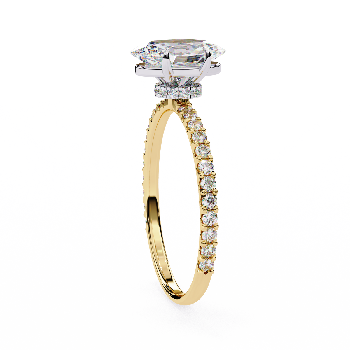 Oval Cut Lab Diamond Solitaire Accent Ring - HIGHCARAT DIAMONDS