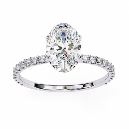 Oval Cut Lab Diamond Solitaire Accent Ring - HIGHCARAT DIAMONDS