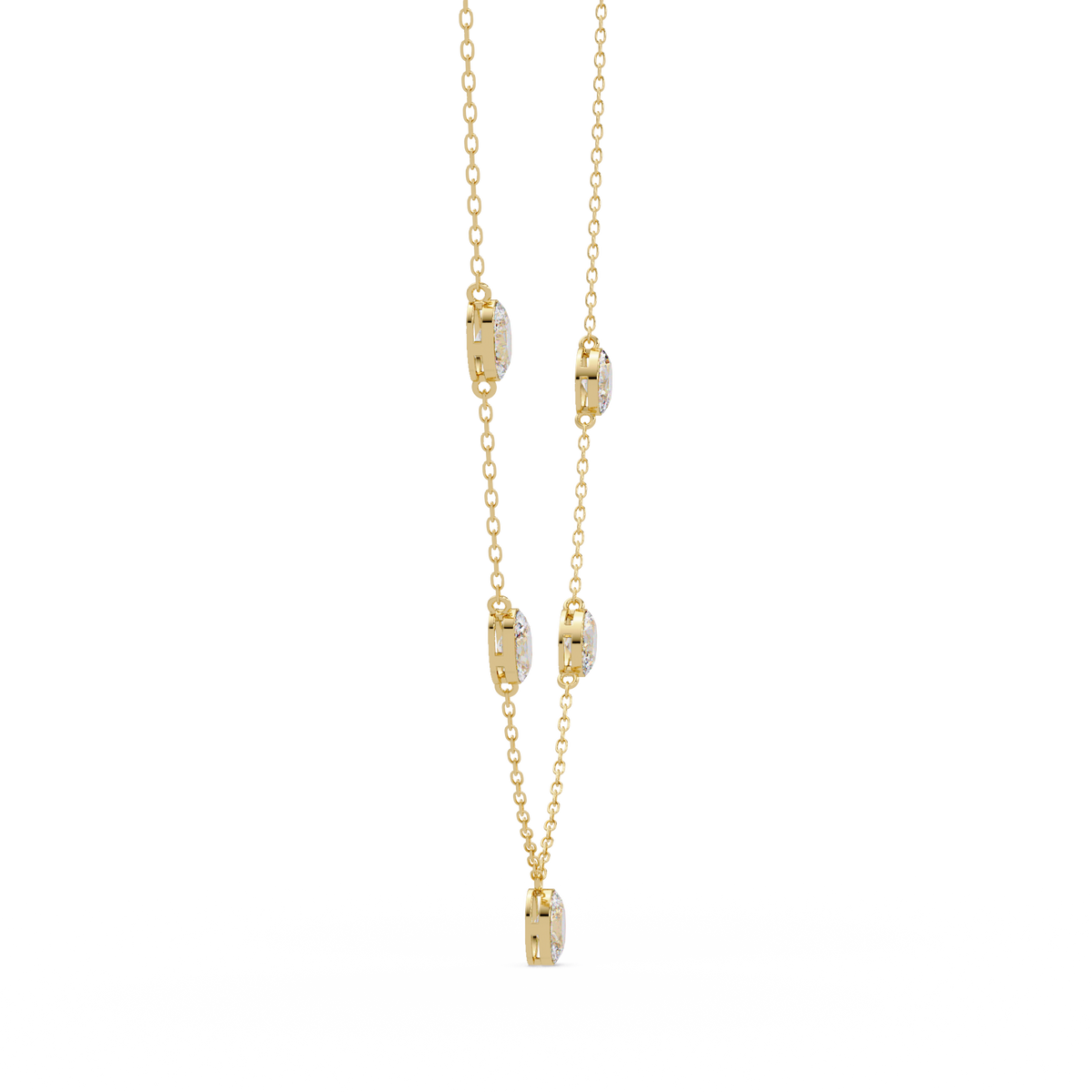 Oval Cut Lab Grown Diamond Bezel Set Station Necklace - HIGHCARAT DIAMONDS