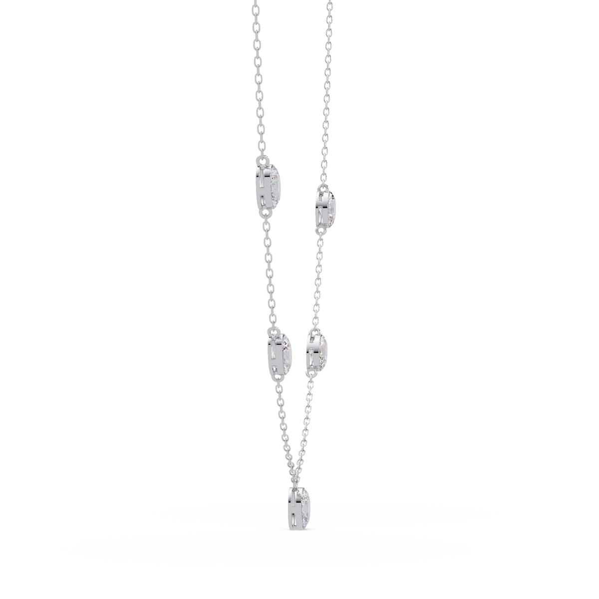 Oval Cut Lab Grown Diamond Bezel Set Station Necklace - HIGHCARAT DIAMONDS
