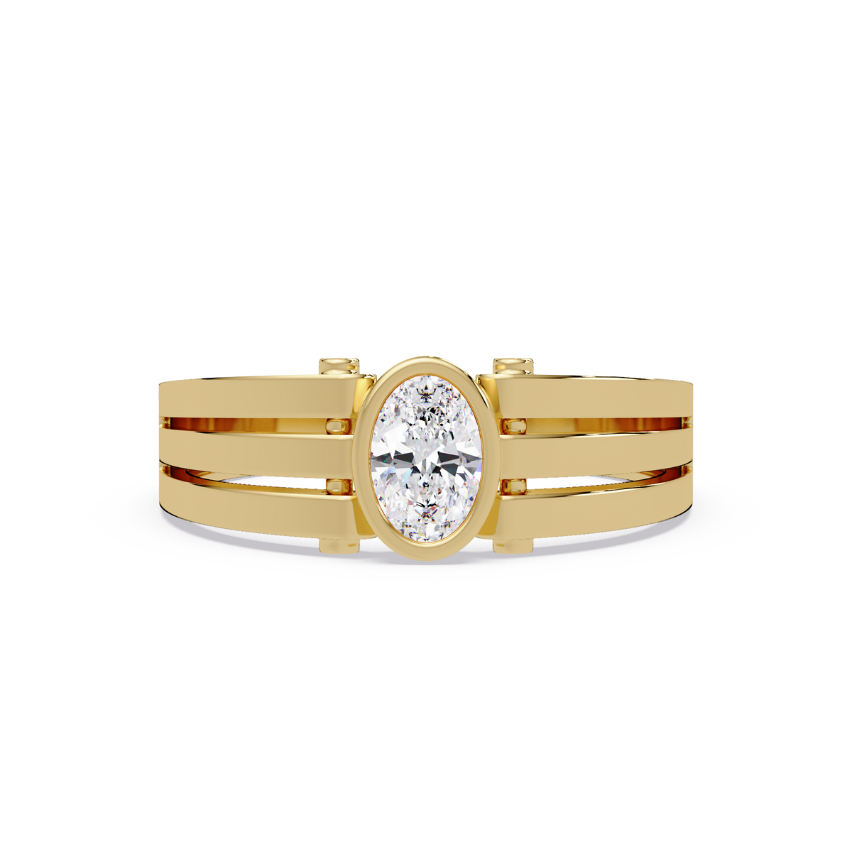 Oval Cut Lab Grown Diamond Floating Bezel Ring - HIGHCARAT DIAMONDS