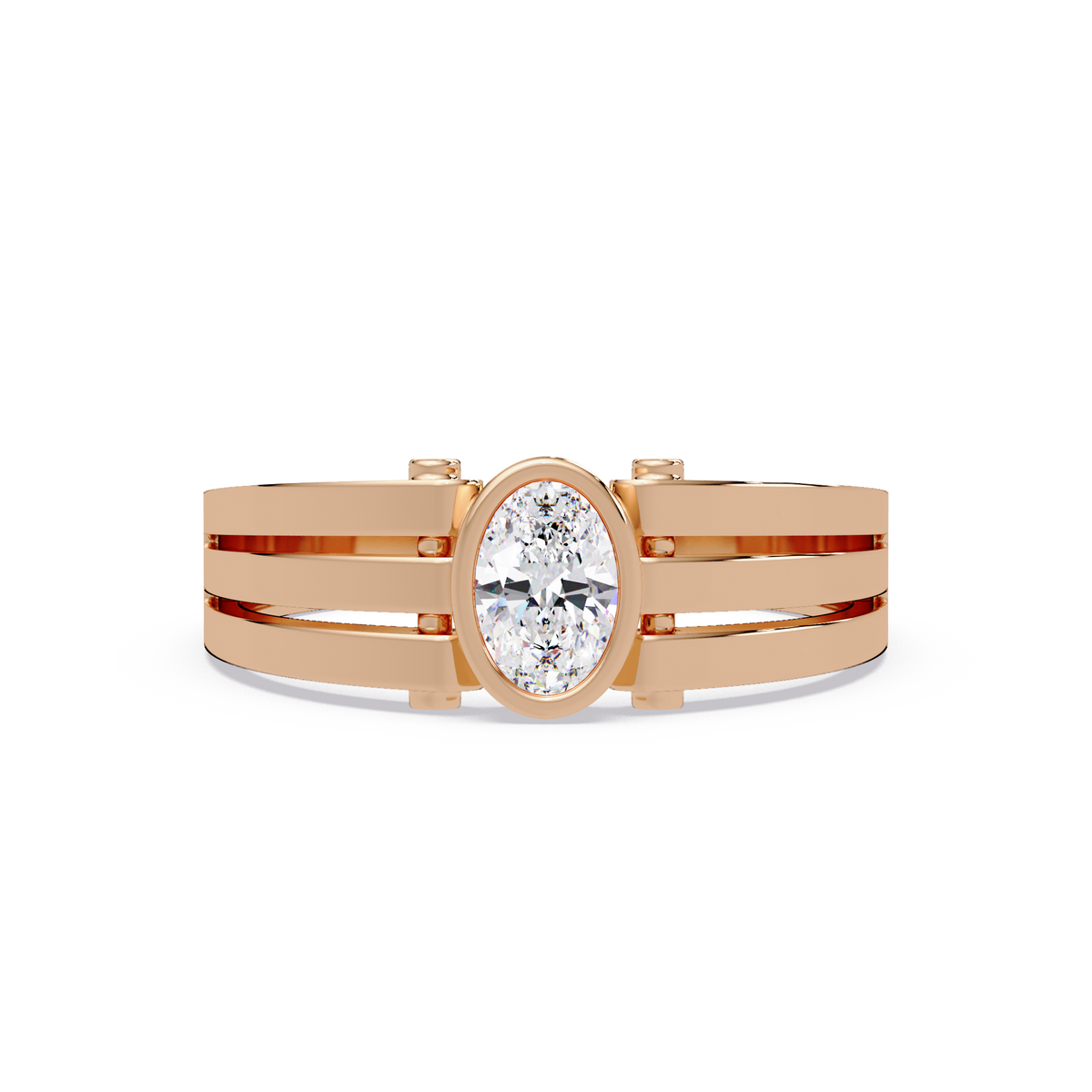 Oval Cut Lab Grown Diamond Floating Bezel Ring - HIGHCARAT DIAMONDS