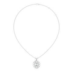 Halo Classic Round Pendant with 1.39 Ct Oval Cut Lab-Grown Diamond Jewelry for Her - HIGHCARAT DIAMONDS