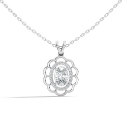 Halo Classic Round Pendant with 1.39 Ct Oval Cut Lab-Grown Diamond Jewelry for Her - HIGHCARAT DIAMONDS