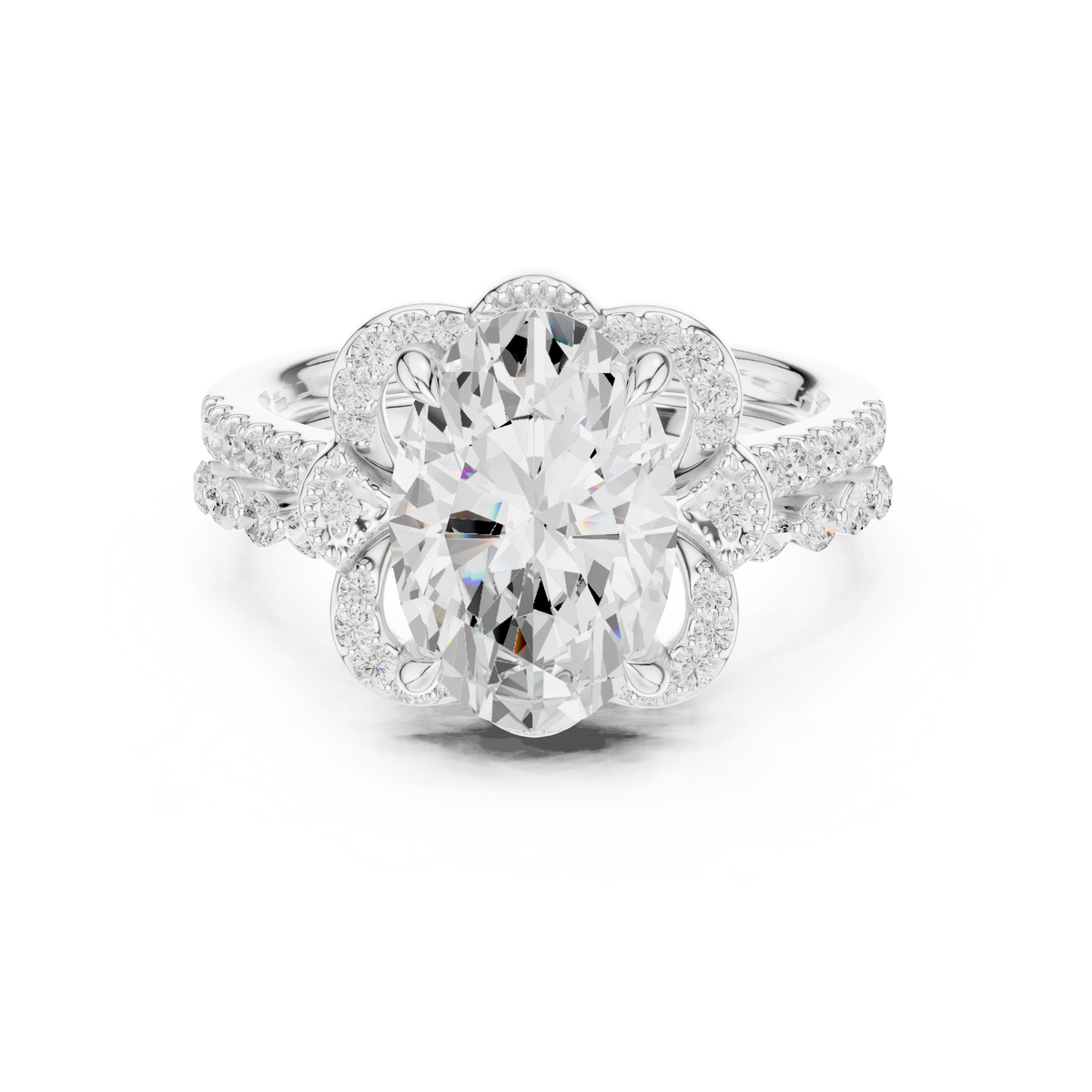 3.58 Ct Oval Marquise & Round Lab Grown Diamond Very Esthetical Party Wear Diamond Ring For Her - HIGHCARAT DIAMONDS
