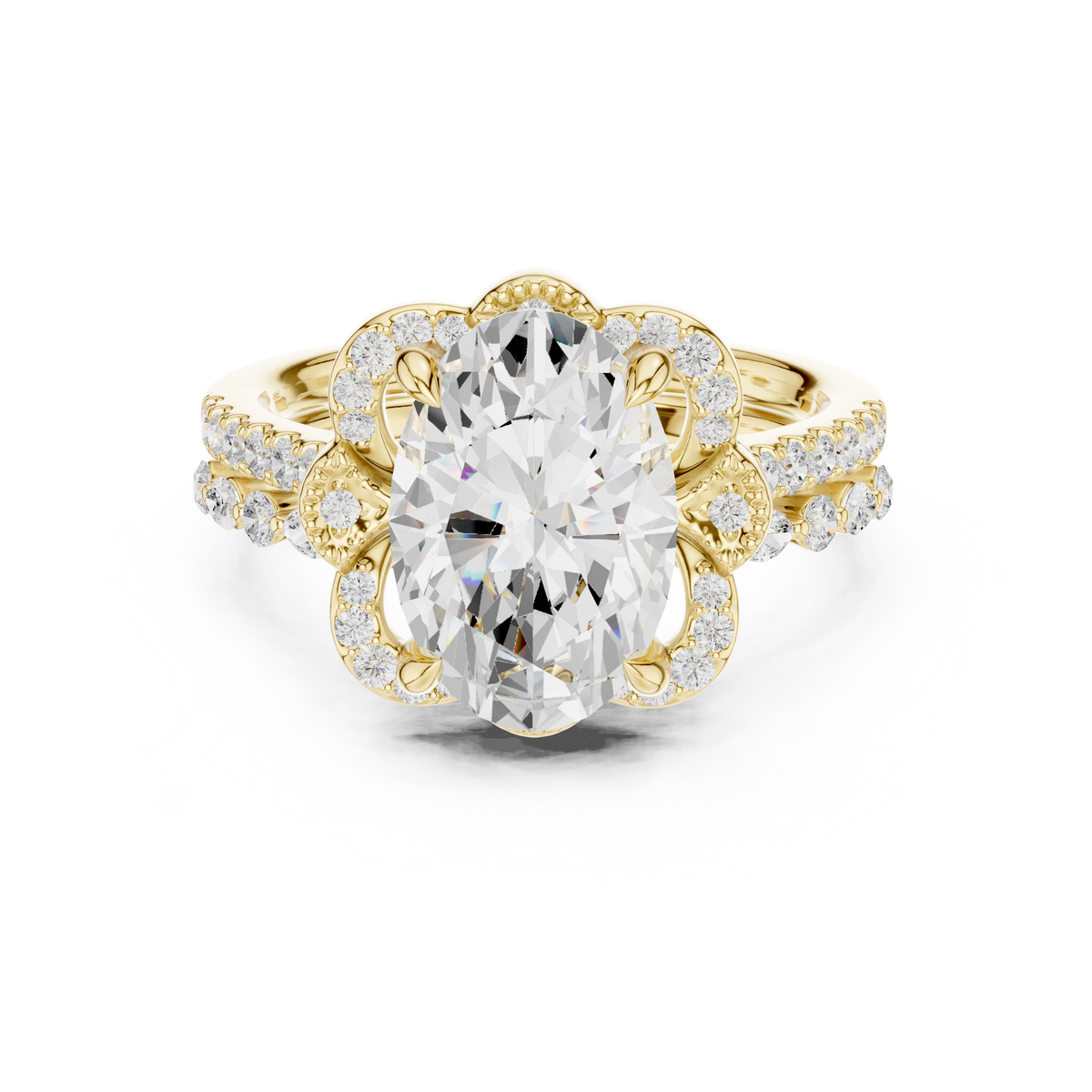 3.58 Ct Oval Marquise & Round Lab Grown Diamond Very Esthetical Party Wear Diamond Ring For Her - HIGHCARAT DIAMONDS