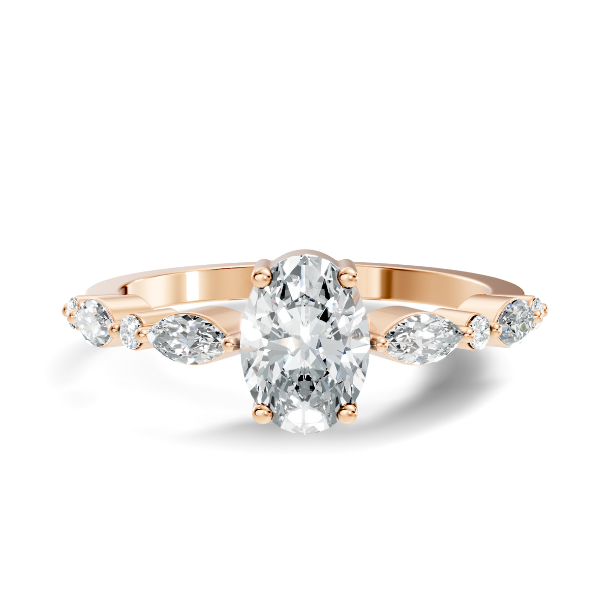 Oval, Marquise and Round Cut 1.20Ct Lab Grown Diamond Minimalist Dainty Stunning Wedding Ring For Women's - HIGHCARAT DIAMONDS