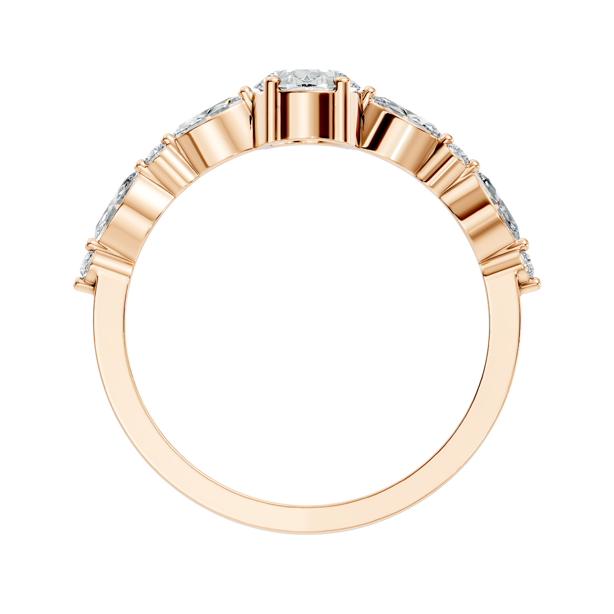 Oval, Marquise and Round Cut 1.20Ct Lab Grown Diamond Minimalist Dainty Stunning Wedding Ring For Women's - HIGHCARAT DIAMONDS