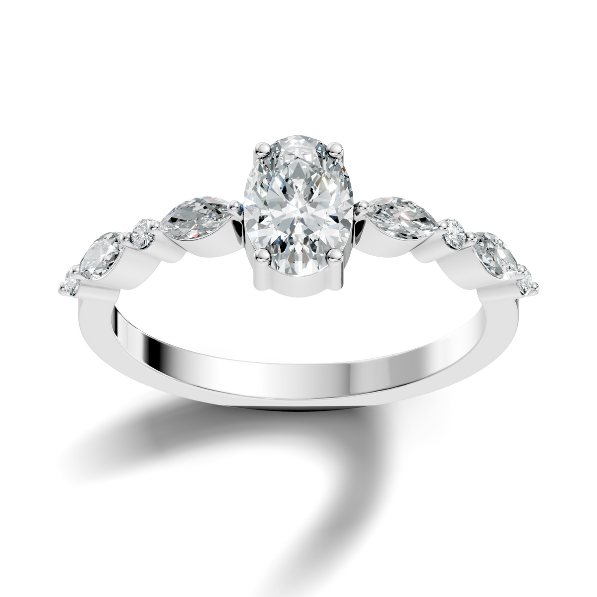 Oval, Marquise and Round Cut 1.20Ct Lab Grown Diamond Minimalist Dainty Stunning Wedding Ring For Women's - HIGHCARAT DIAMONDS