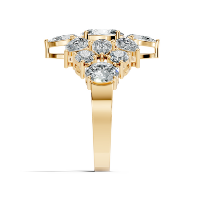 3.55Ct Oval, Pear and Round Cut Top Grade Diamond Antique Delicate Vintage Bridesmaid Ring For Women's - HIGHCARAT DIAMONDS