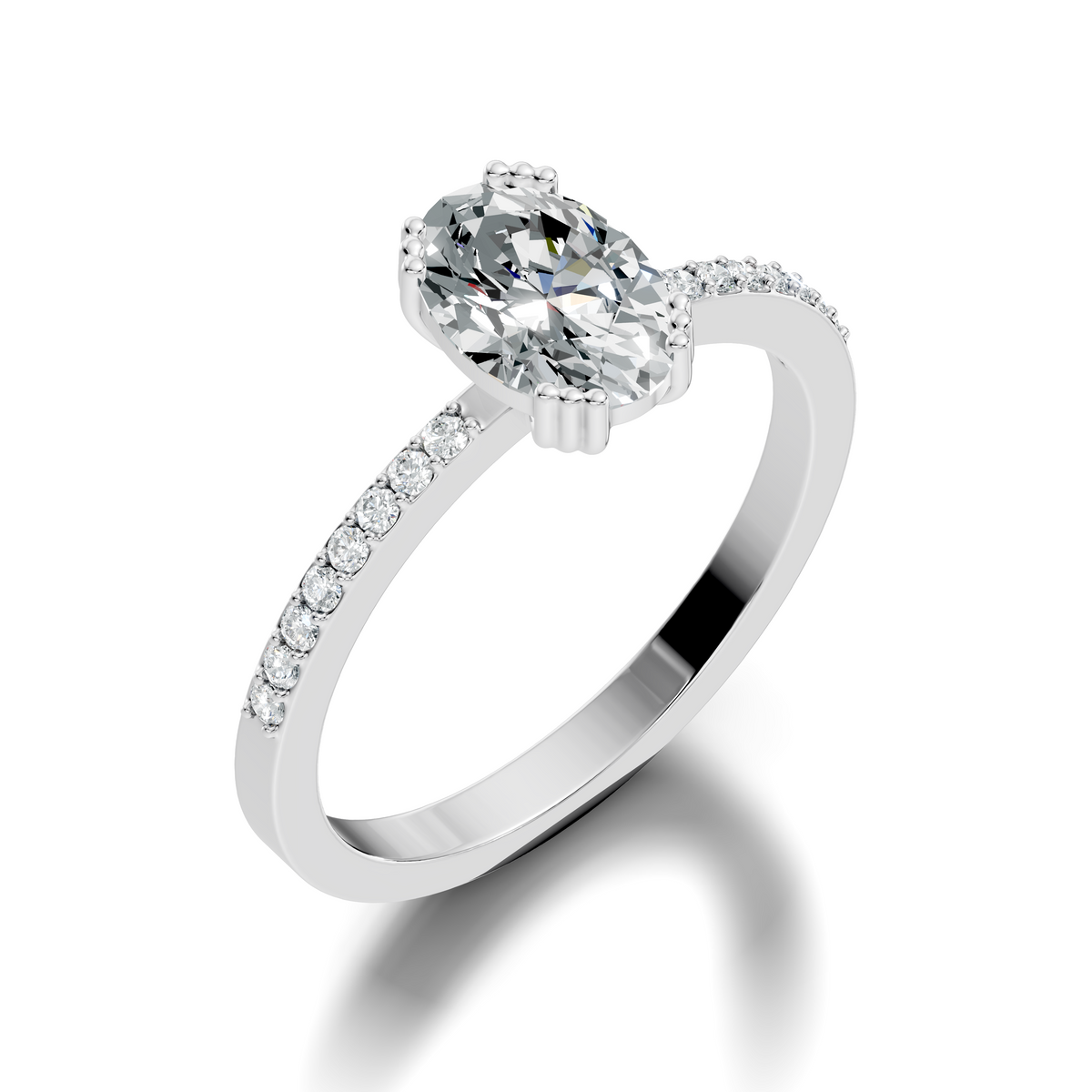 1.24Ct Oval and Round Cut High Quality  Diamond Unique Half Eternity Vintage Dainty Ring For Women's - HIGHCARAT DIAMONDS