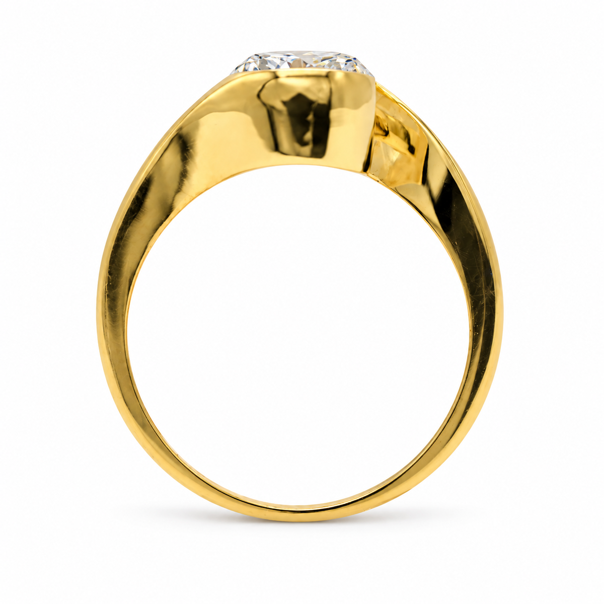 Oval Cut Lab Grown Diamond Solitaire Ring in 14k Yellow Gold