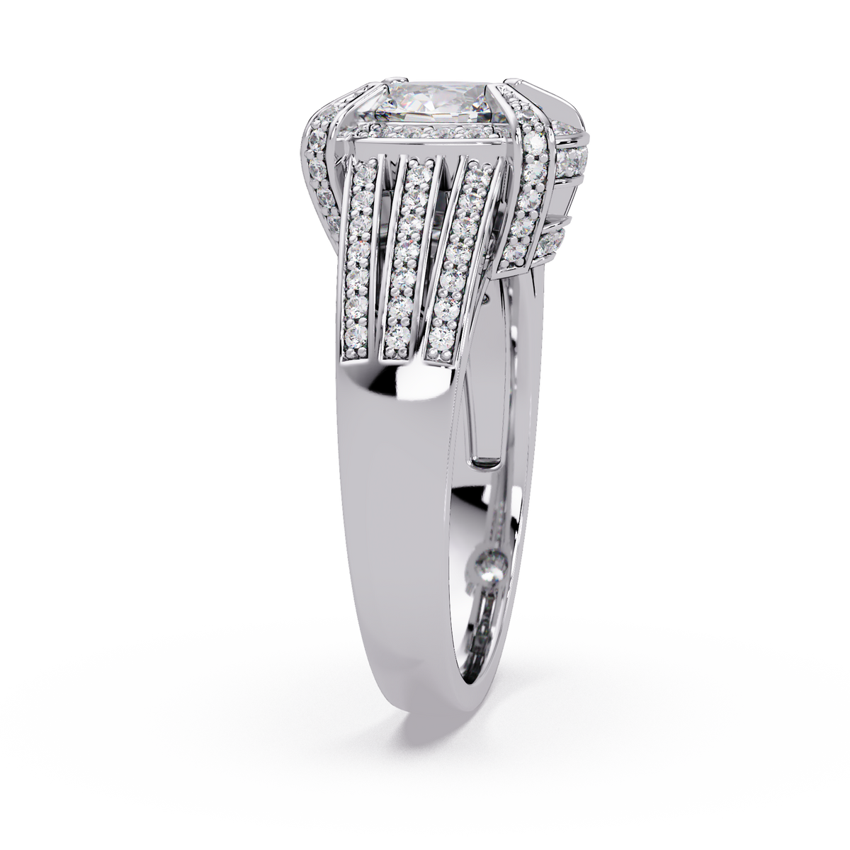 Oval Cut Lab Grown Diamond Split Band Halo Ring - HIGHCARAT DIAMONDS