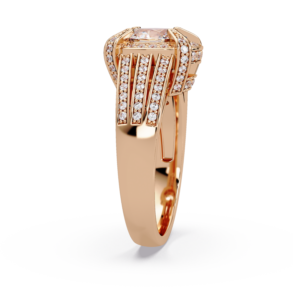 Oval Cut Lab Grown Diamond Split Band Halo Ring - HIGHCARAT DIAMONDS
