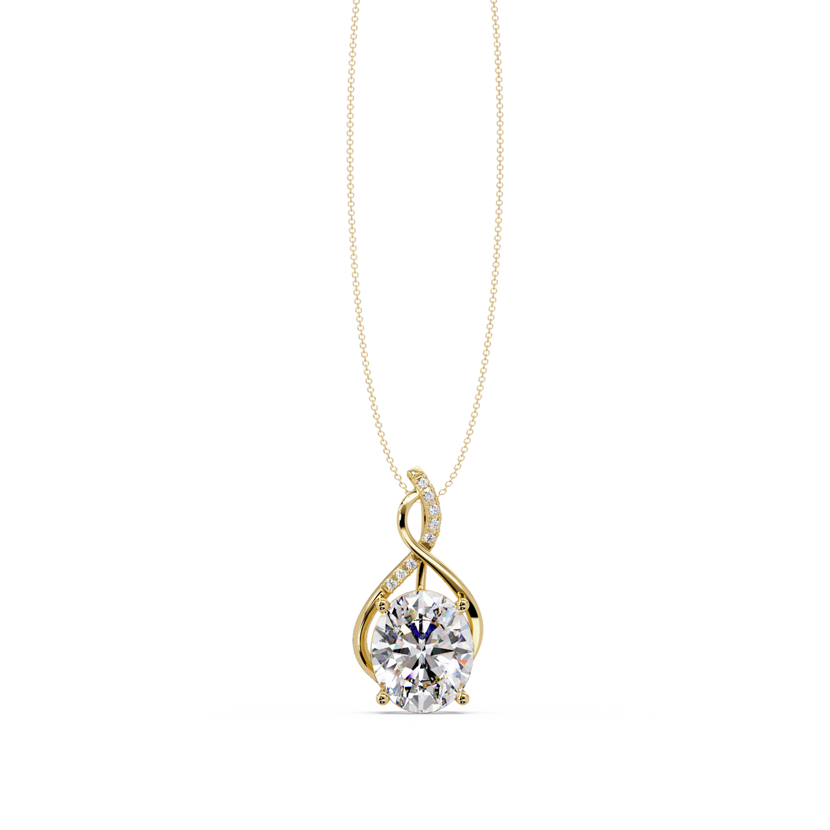 Oval Cut Lab Grown Diamond Twist Pendant - HIGHCARAT DIAMONDS