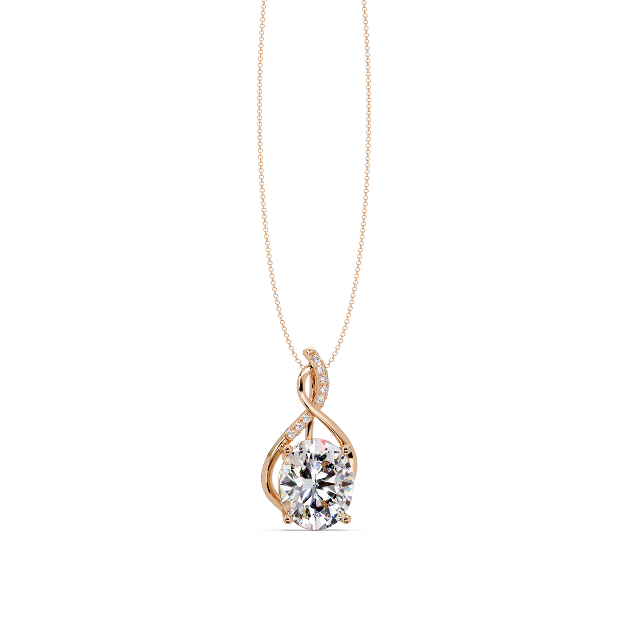 Oval Cut Lab Grown Diamond Twist Pendant - HIGHCARAT DIAMONDS