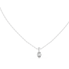 Colorless Oval Labgrown Diamond Solitaire Pendant For Women In 14K solid white Gold - HIGHCARAT DIAMONDS