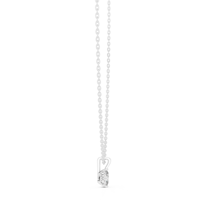 Colorless Oval Labgrown Diamond Solitaire Pendant For Women In 14K solid white Gold - HIGHCARAT DIAMONDS