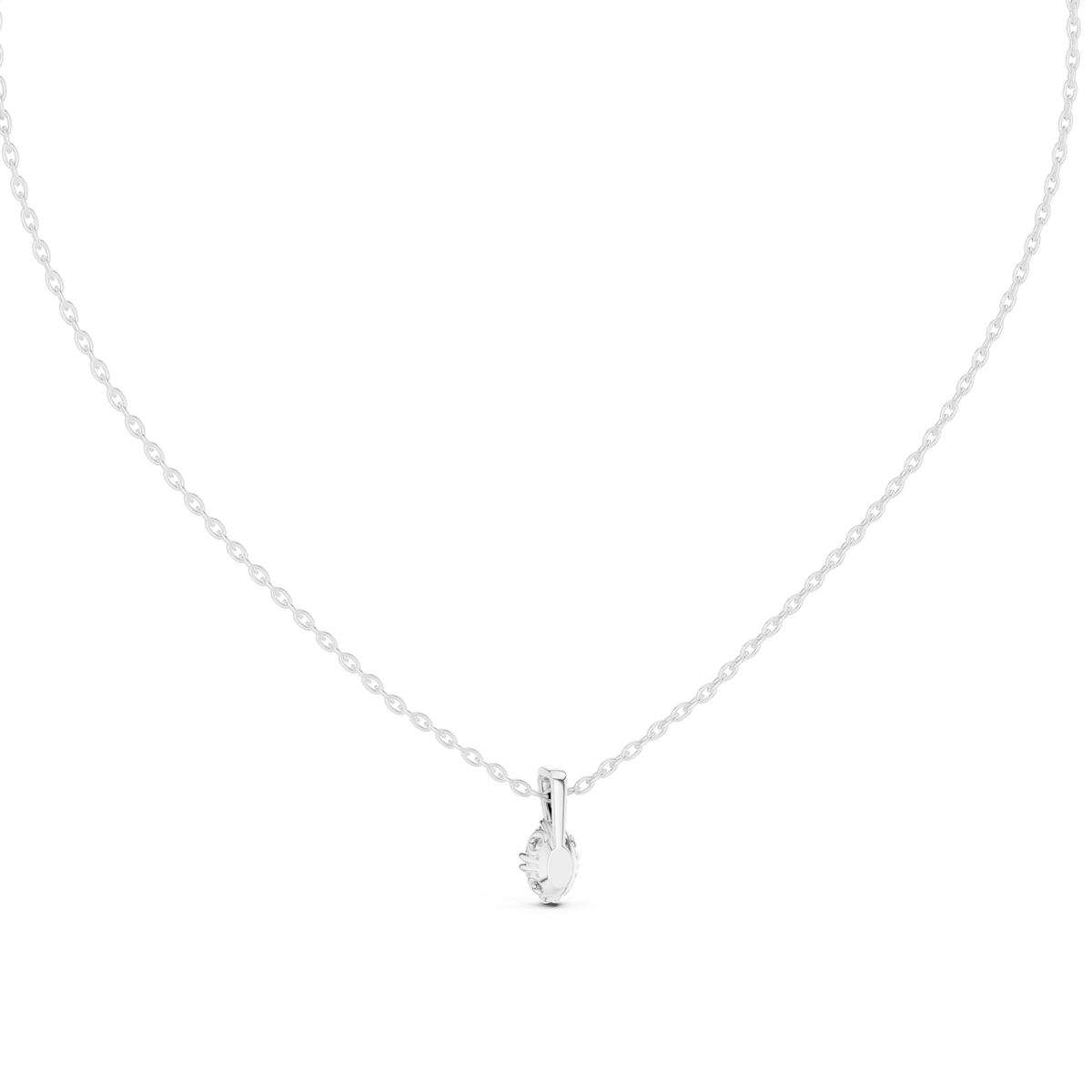 Colorless Oval Labgrown Diamond Solitaire Pendant For Women In 14K solid white Gold - HIGHCARAT DIAMONDS