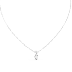 Colorless Oval Labgrown Diamond Solitaire Pendant For Women In 14K solid white Gold - HIGHCARAT DIAMONDS