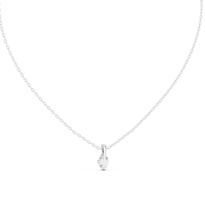 Colorless Oval Labgrown Diamond Solitaire Pendant For Women In 14K solid white Gold - HIGHCARAT DIAMONDS