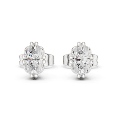 Oval Cut Solitaire Lab Grown Diamond Prong Set Stud Earring