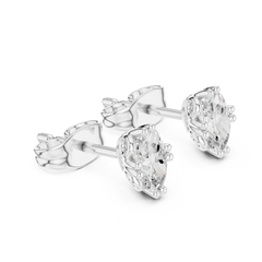 Oval Cut Solitaire Lab Grown Diamond Prong Set Stud Earring