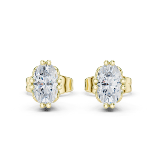 Oval Cut Solitaire Lab Grown Diamond Prong Set Stud Earring