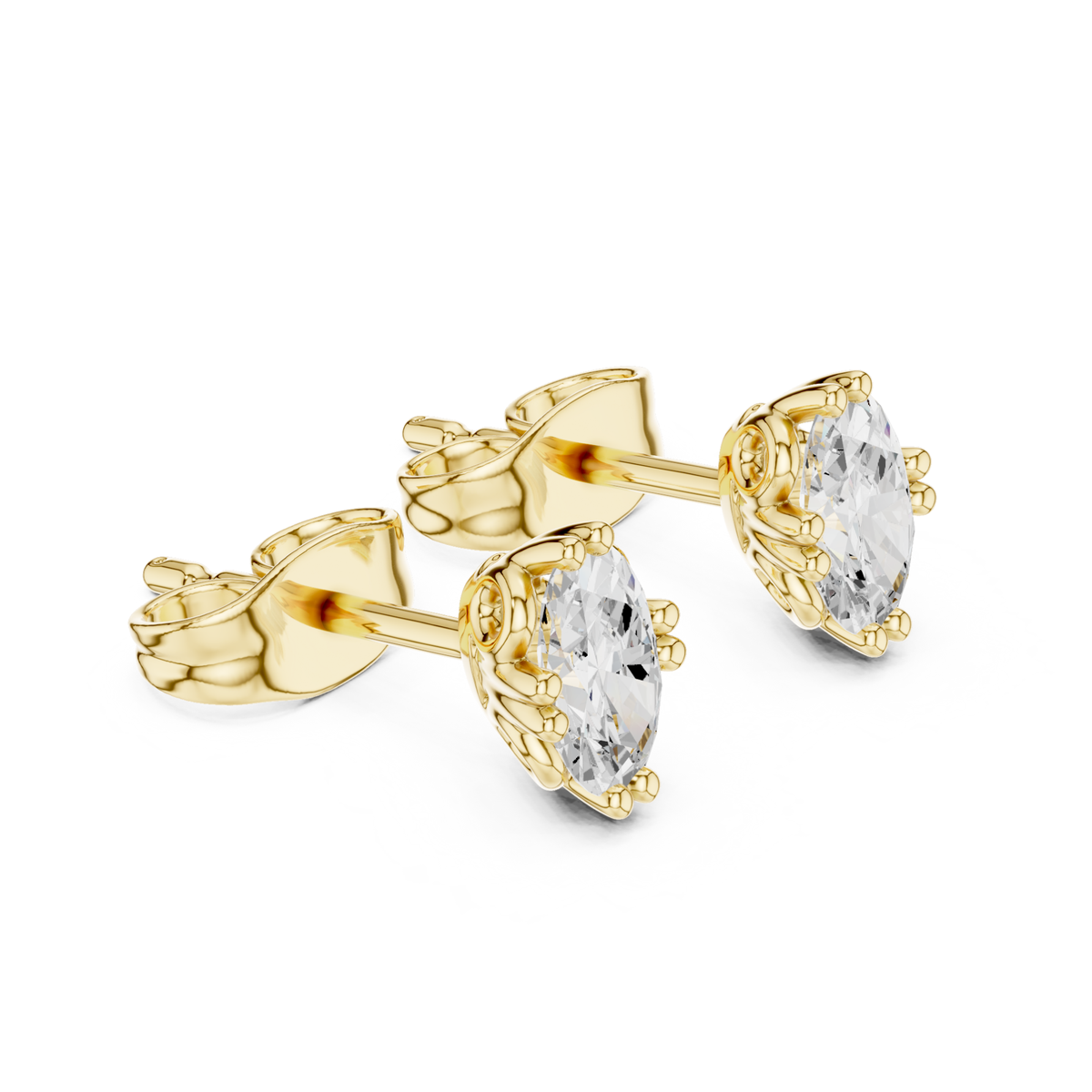 Oval Cut Solitaire Lab Grown Diamond Prong Set Stud Earring