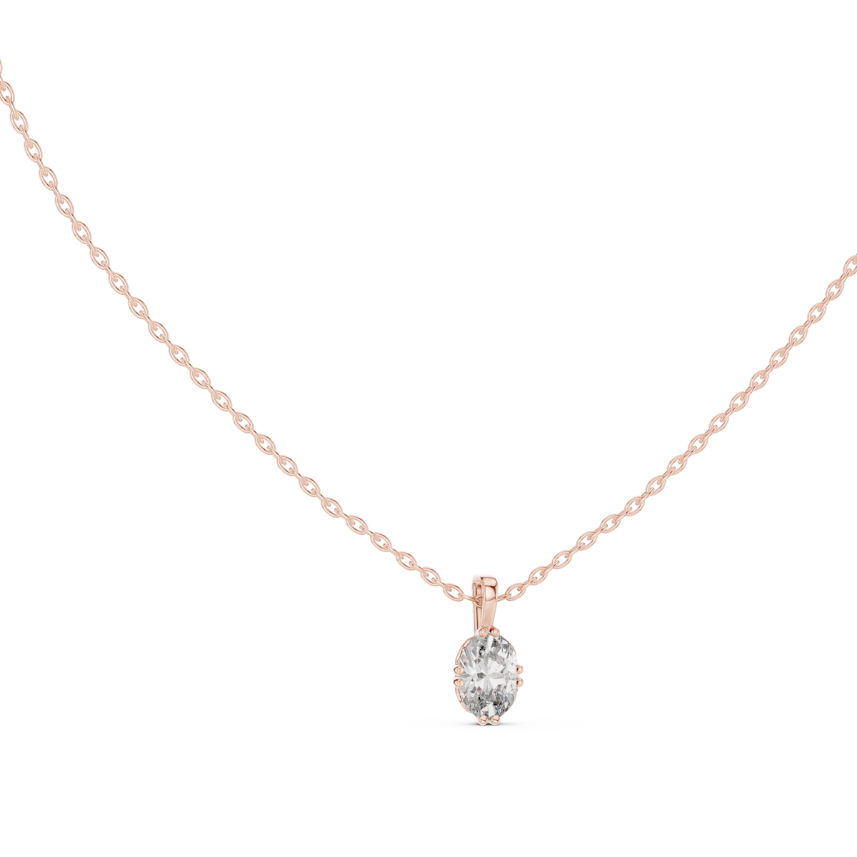 0.75 CT Oval Cut Labgrown Diamond Soliatire Pendant For Her In 14K Solid White Gold - HIGHCARAT DIAMONDS