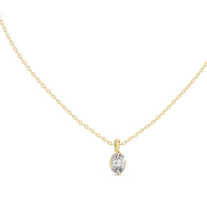 0.75 CT Oval Cut Labgrown Diamond Soliatire Pendant For Her In 14K Solid White Gold - HIGHCARAT DIAMONDS