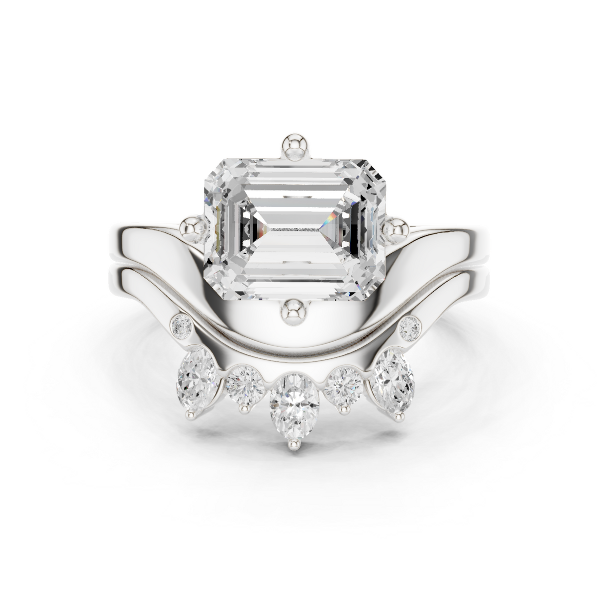 Emerald, Oval & Round Shape Lab grown Diamond unique Shape Different Classic Diamond Ring For Her Women - HIGHCARAT DIAMONDS