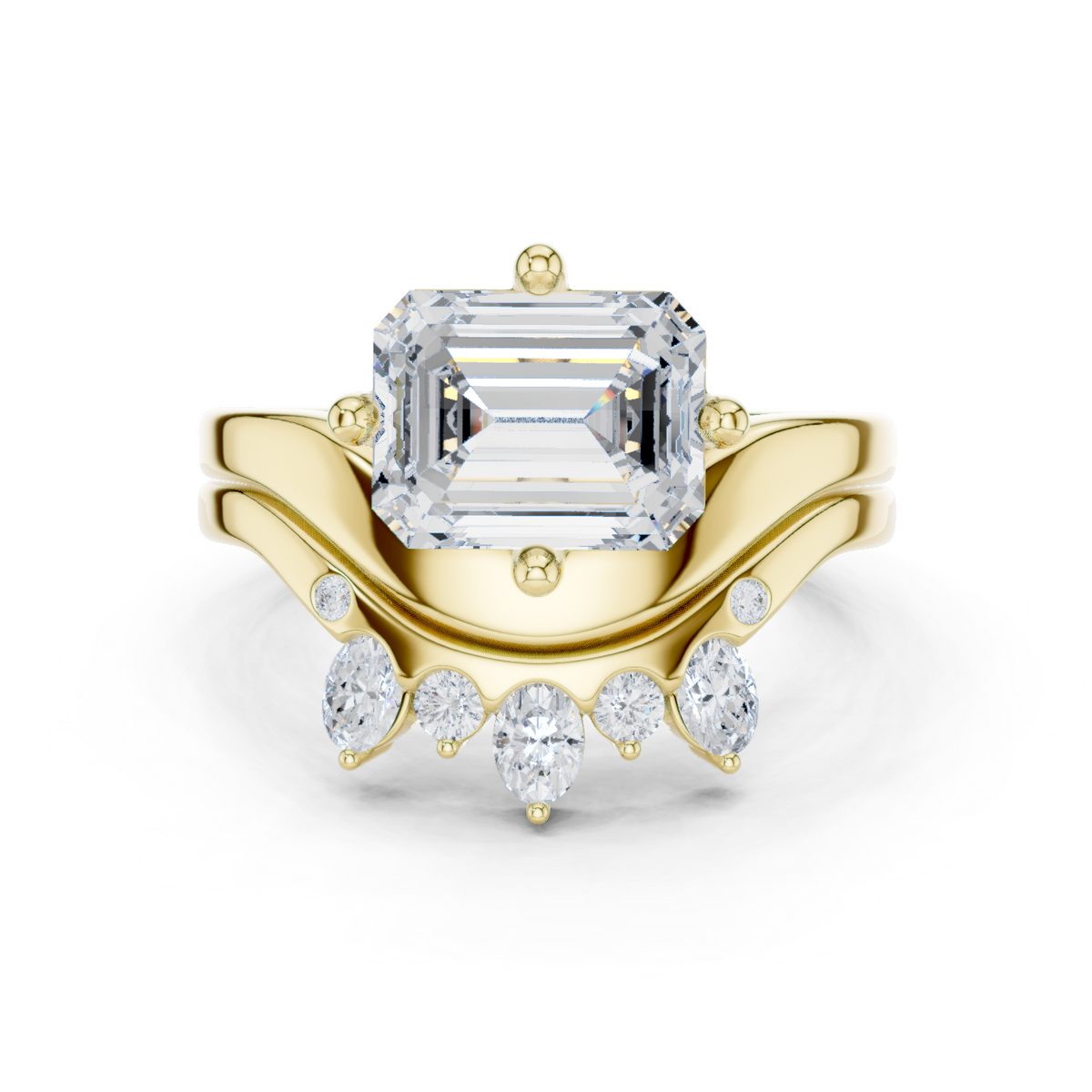 Emerald, Oval & Round Shape Lab grown Diamond unique Shape Different Classic Diamond Ring For Her Women - HIGHCARAT DIAMONDS