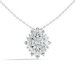 Lab Grown Diamond Sunburst Cluster Pendant 14K Rose Gold Timeless Floral Design Jewelry - HIGHCARAT DIAMONDS