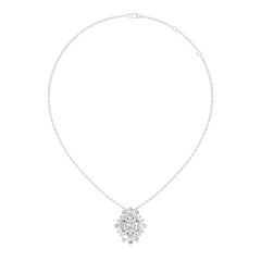 Lab Grown Diamond Sunburst Cluster Pendant 14K Rose Gold Timeless Floral Design Jewelry - HIGHCARAT DIAMONDS