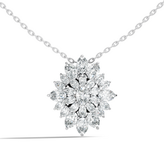 Lab Grown Diamond Sunburst Cluster Pendant 14K Rose Gold Timeless Floral Design Jewelry - HIGHCARAT DIAMONDS