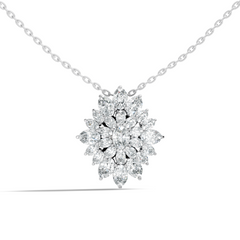 Lab Grown Diamond Sunburst Cluster Pendant 14K Rose Gold Timeless Floral Design Jewelry - HIGHCARAT DIAMONDS