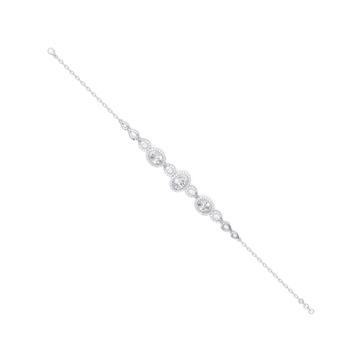 Oval Halo Lab Grown Diamond Designer Bracelet - HIGHCARAT DIAMONDS