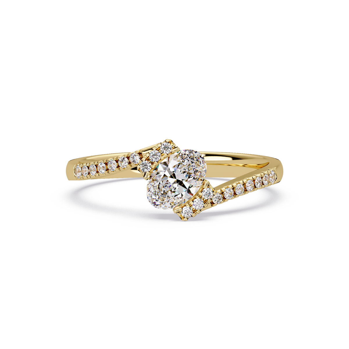 Oval Lab Grown Diamond Bypass Engagement Ring - HIGHCARAT DIAMONDS