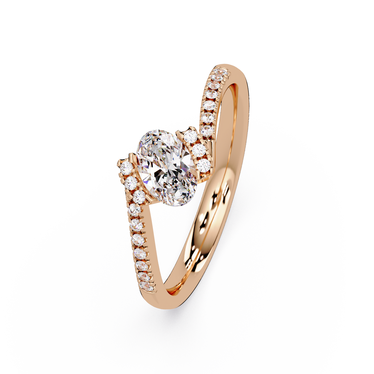 Oval Lab Grown Diamond Bypass Engagement Ring - HIGHCARAT DIAMONDS