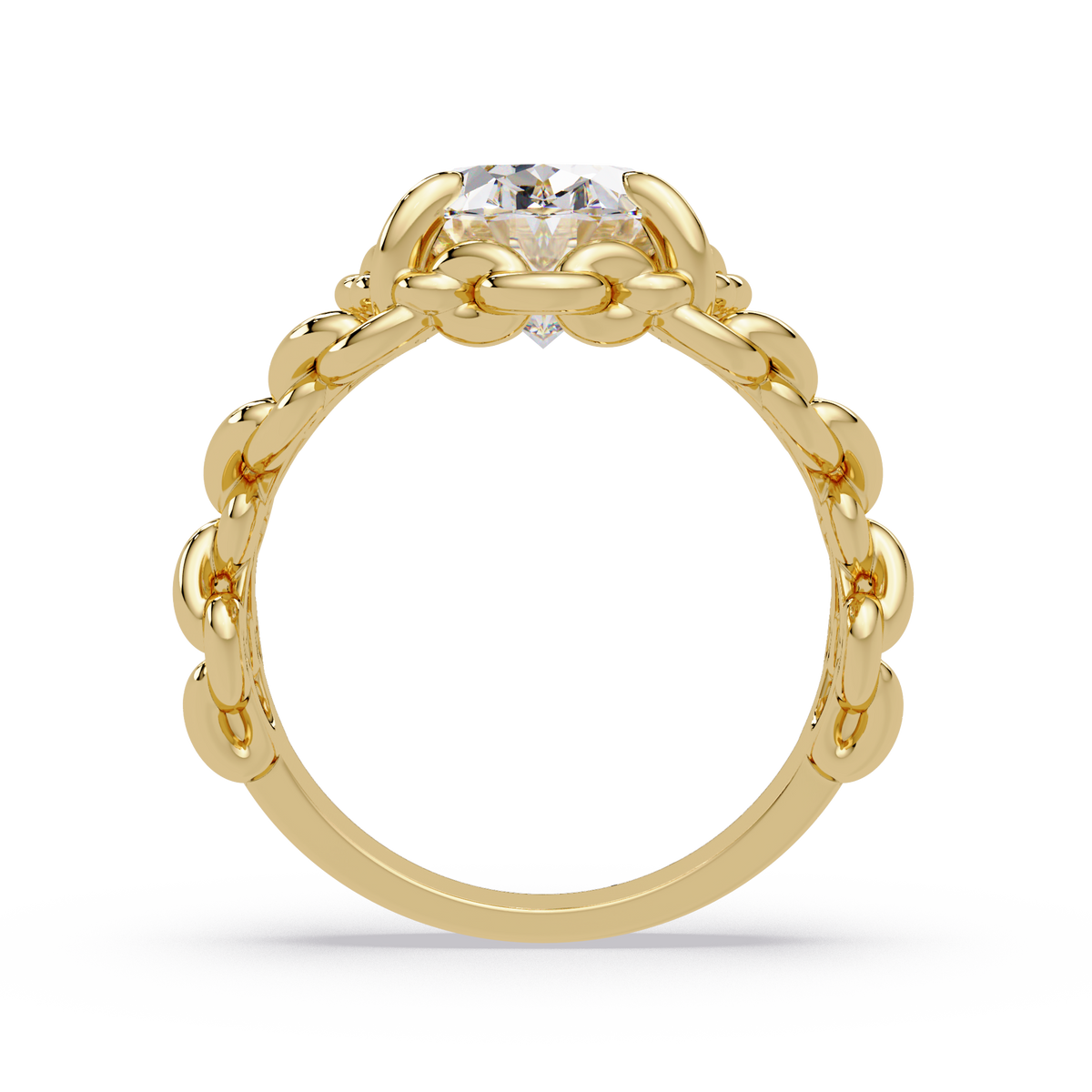 Oval Lab Grown Diamond Chain-Link Style Ring - HIGHCARAT DIAMONDS