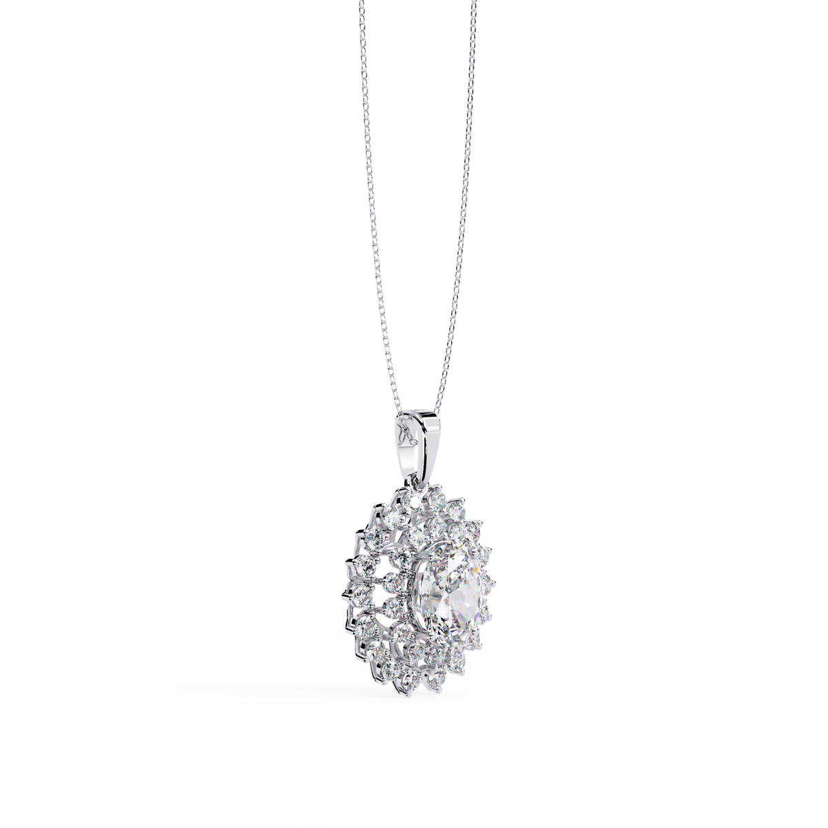 Oval cut lab grown diamond pendant for women