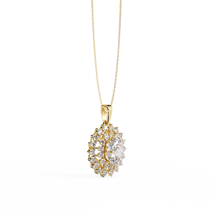 Double halo pendant necklace with round diamond accents